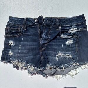 American Eagle Outfitters Blue Distressed Jean Shorts